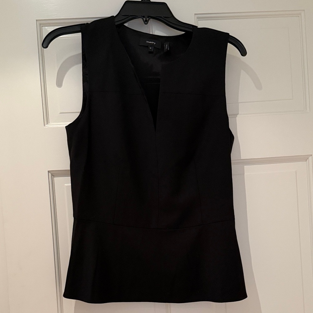Theory Elegant Black V-Neck Blouse